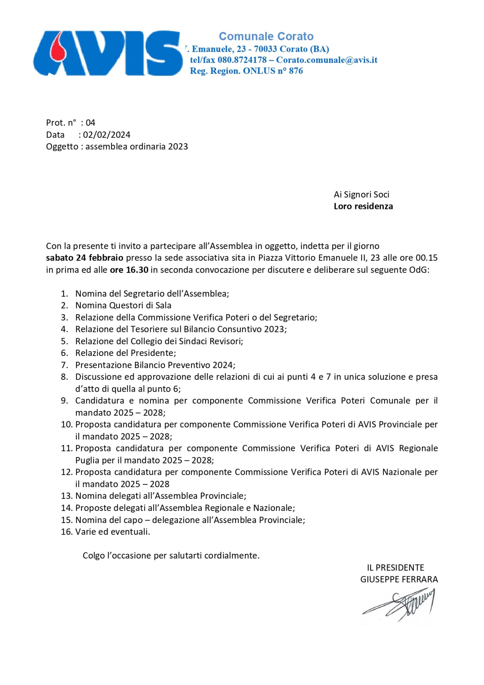 CONVOCAZIONE ASSEMBLEA ORDINARIA SOCI 2023