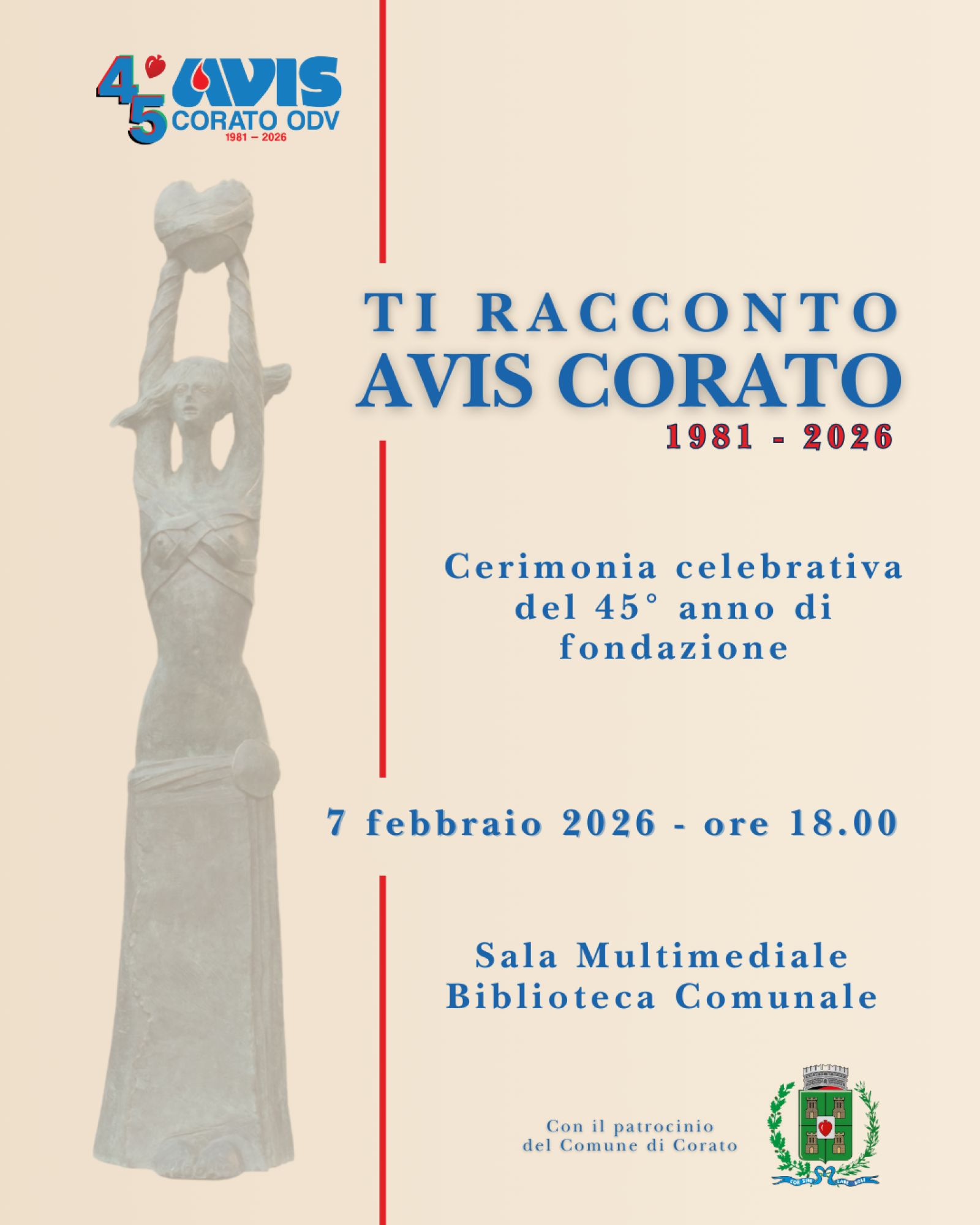 VARIAZIONE SEDE EVENTO "Ti racconto Avis Corato 1981-2026"