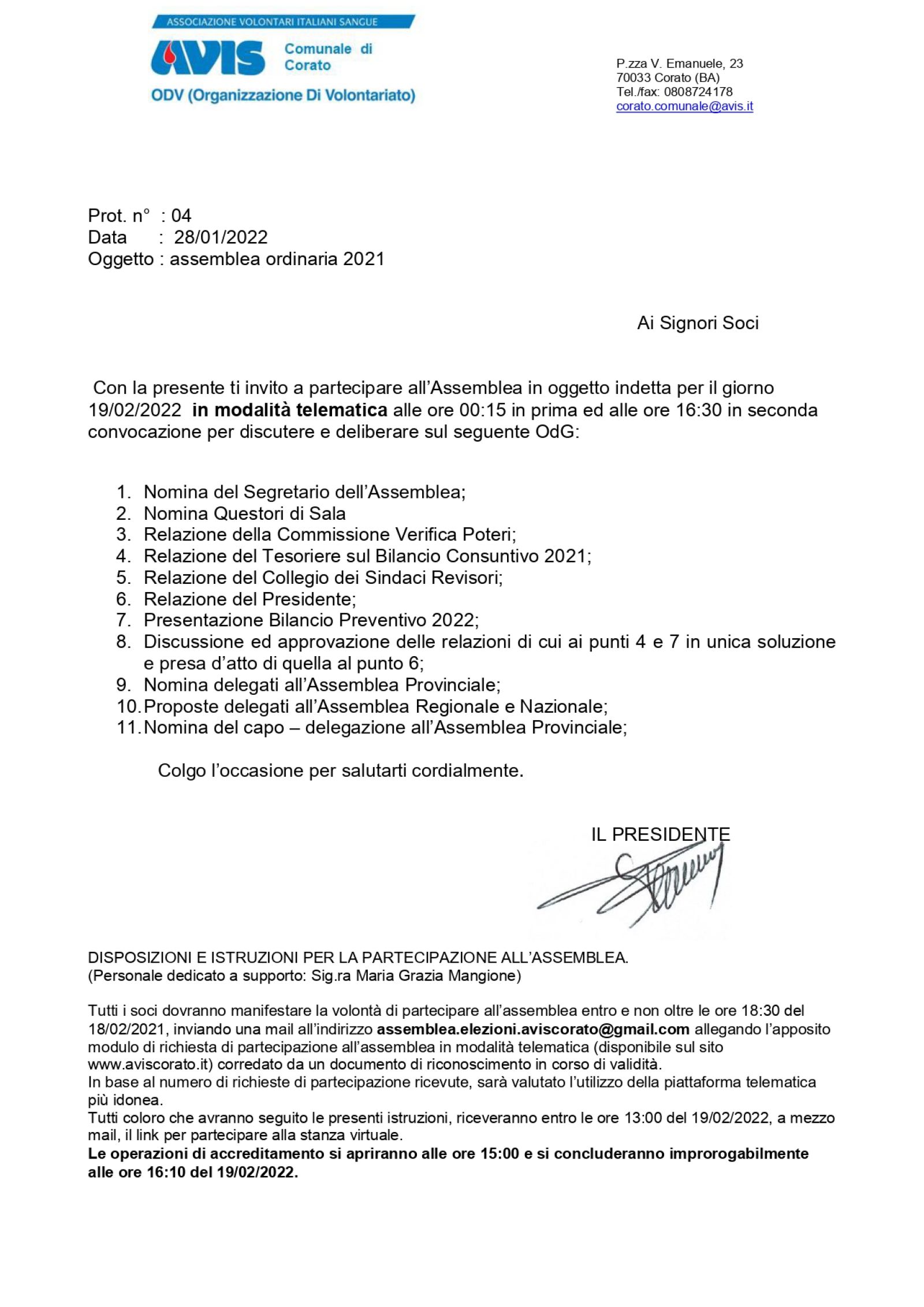 CONVOCAZIONE ASSEMBLEA SOCI 2021 - 19/02/2022