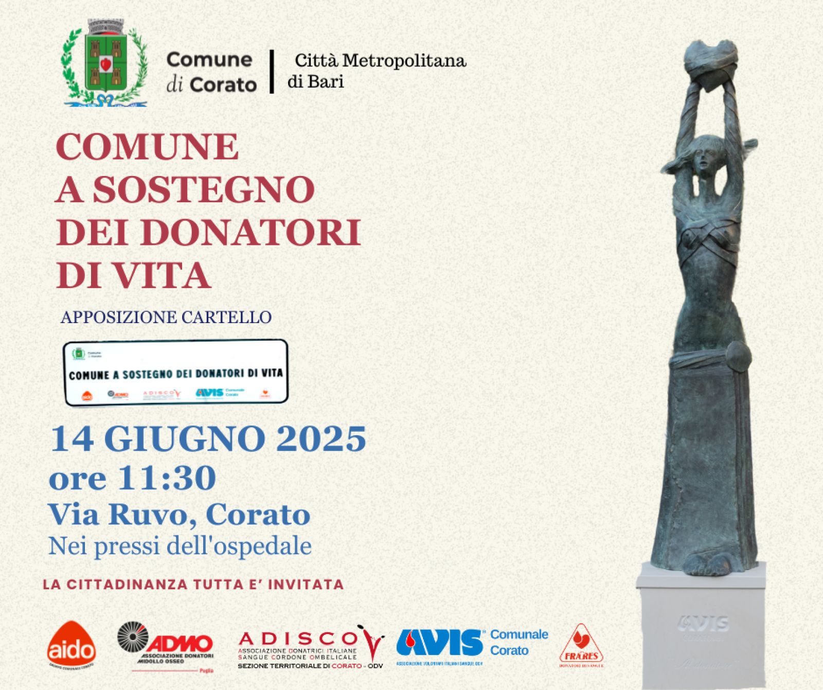 COMUNE A SOSTEGNO DEI DONATORI DI VITA_apposizione cartello