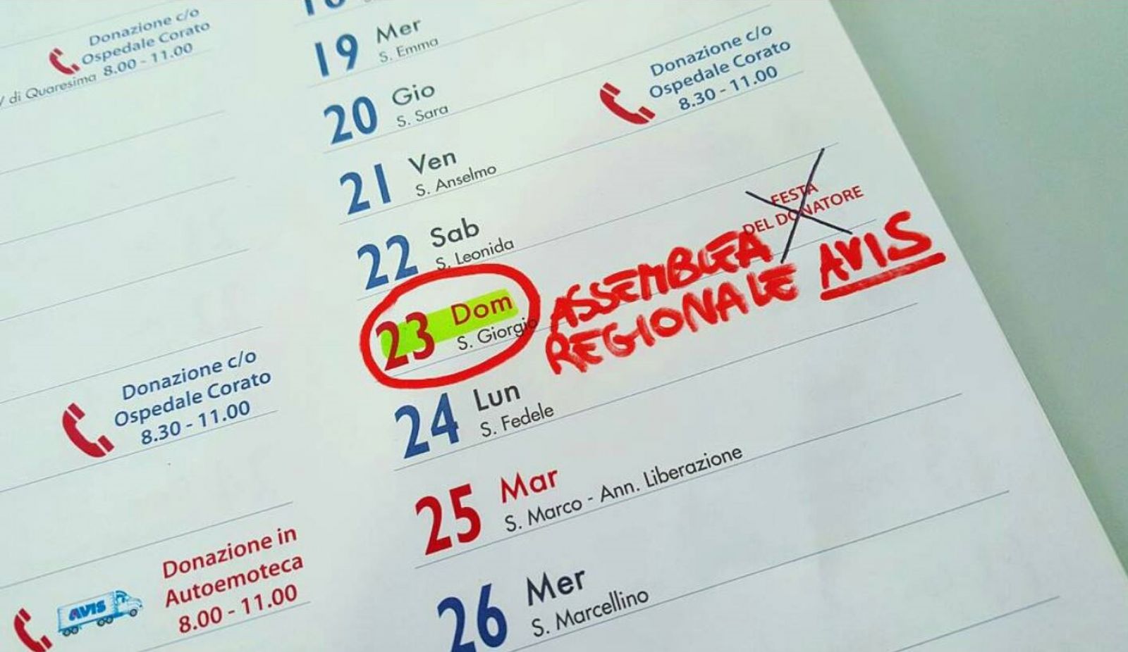 Si comunica che la FESTA DEL DONATORE prevista per Domenica 23 Aprile è rinviata a data da destinarsi.